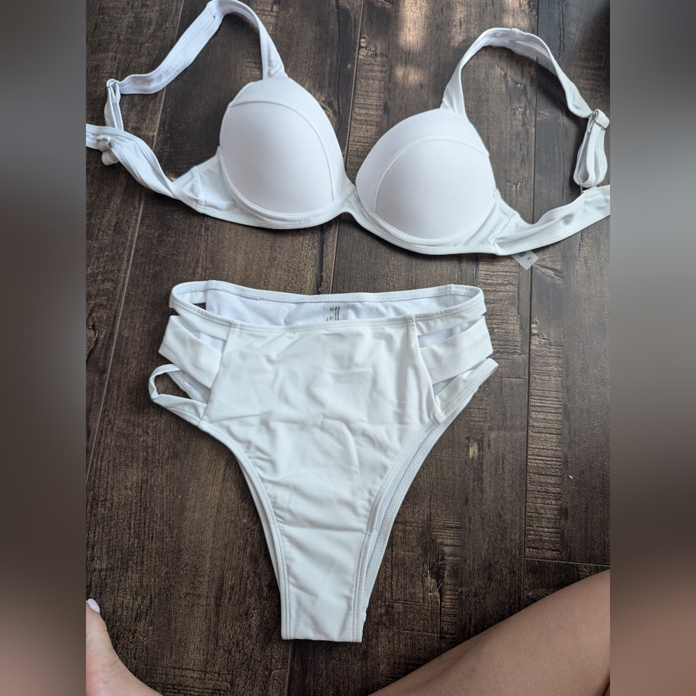 Shein white bikini bathing suit